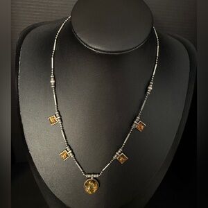 Vintage 925 silver and yellow amber necklace